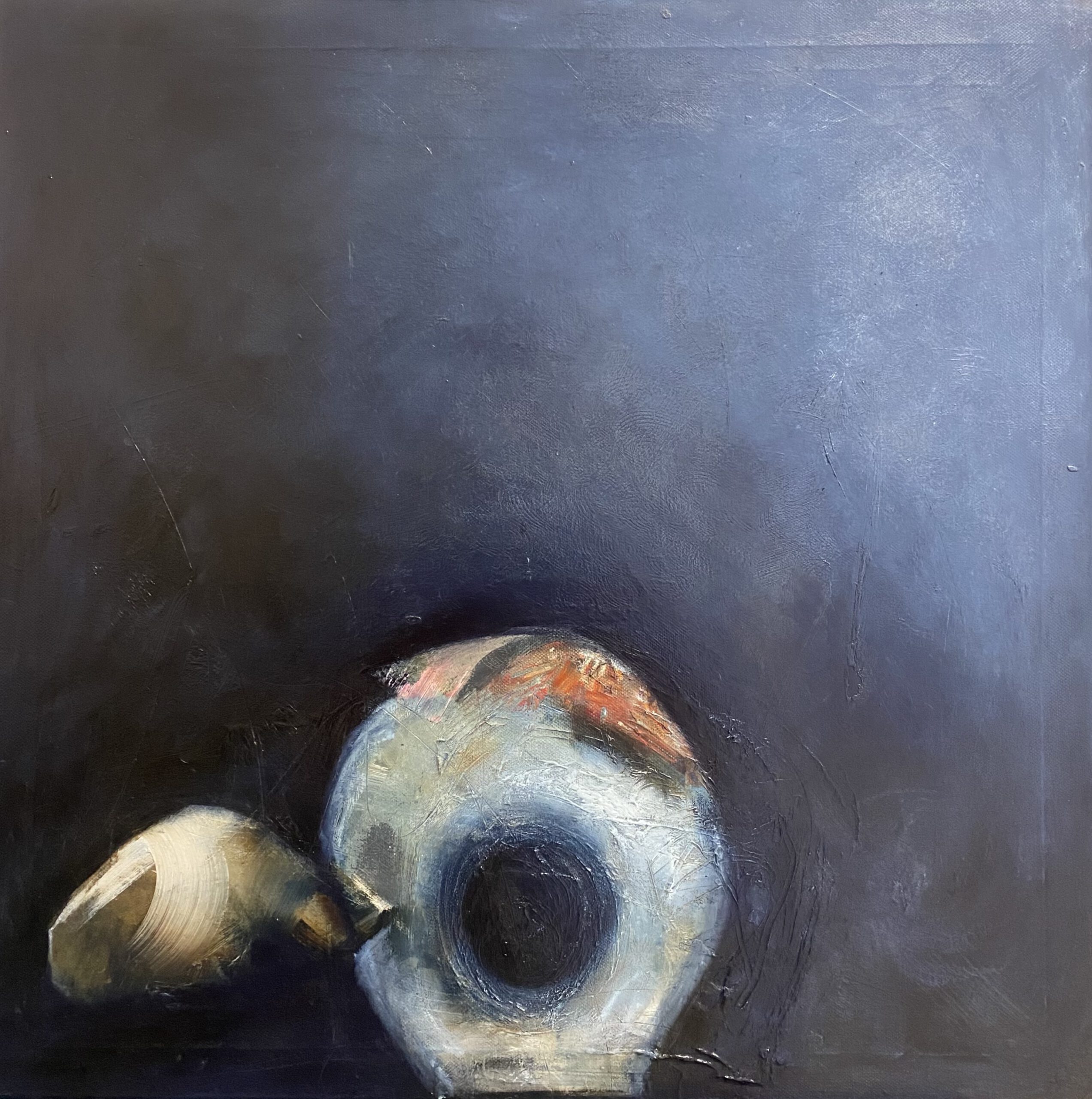 ASTRONAUTENHELM MIT LOBSTER UND FREUND, Öl auf Leinwand